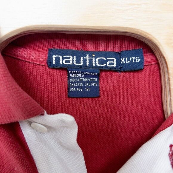 Vintage 90’s Nautica‎ Color block Polo Mens XL Pin Hole On Sleeve - Picture 3 of 7